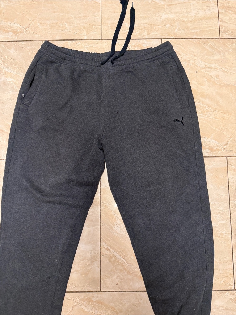 Puma Men's Charcoal Gray Sweatpants with Drawstring Waist